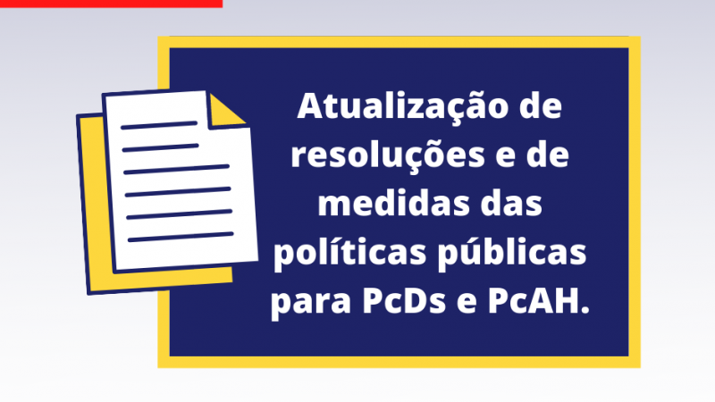 Um retângulo na cor azul escuro e com bordas amarelas traz o título da sessão. No lado esquerdo, os desenhos de duas folhas de papel. No alto, está escrito sob um retângulo na cor vermelha, Maio/2021. No rodapé, as logomarcas da FADERS e do Governo RS 