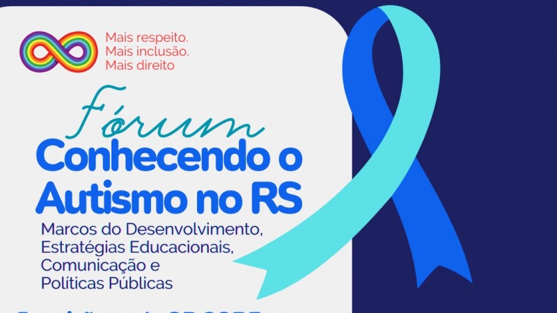 card com fundo azul escuro quase roxo...a direita bem em cima tem um laço azul claro e azul mais escuro, abaixo em azul claro diz - aulas de 02/04 à 30/04/2024 e abaixo a logo da fader em branco - do lado esquerdo em um quadro branco...bem no topo o símbolo do infinito em colorido escrito ao lado - Mais respeito, Mais inclusão, mais direito - abaixo em letra cursiva em azul claro - Fórum, abaixo em azul mais escuro e letra de forma Conhecendo o Autismo no RS, abaixo em azul quase roxo -Marcos do Desenvolvimento, Estratégias Educacionais, Comunicação e Políticas Públicas- abaixo em azul mais claro Inscrições pelo QR Code ou Link na Bio até dia 01/04/2024- abaixo L: 30h/aula - certificado - aulas on Line - encontros síncronos gravados e disponilibilizados em ambiente virtual de aprendizagem ao lado o QR Code