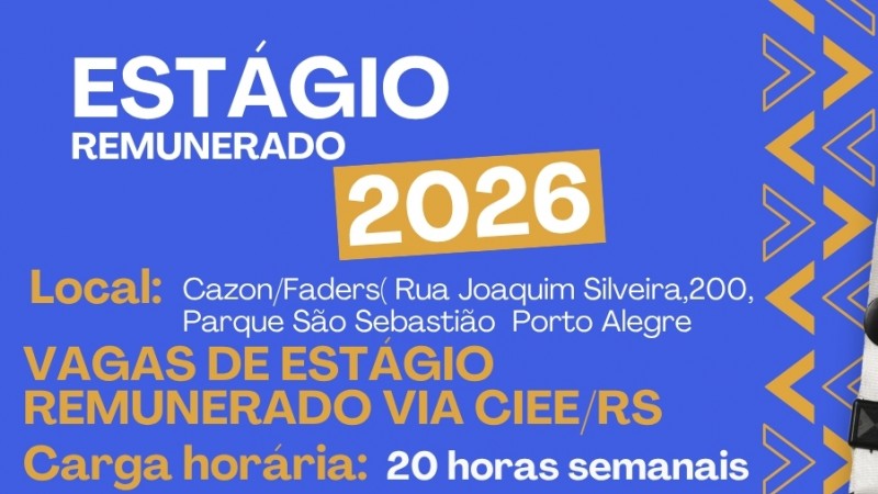 INFORMA&Ccedil;&Otilde;ES SOBRE AS VAGAS - PARA TRABALHAR COM PCD ADULTO / DEFICI&Ecirc;NCI INTELECTUAL - 20H SEMANAIS - ESTAR CURSANDO A PARTIR DO 3&ordm; SEMESTRE - VAGAS VIA CIEE/RS - LOCAL : CAZON ( RUA JOAQUIM SILVEIRA 200, pARQUE S&Atilde;O SEBASTI&Atilde;O - pORTO aLEGRE